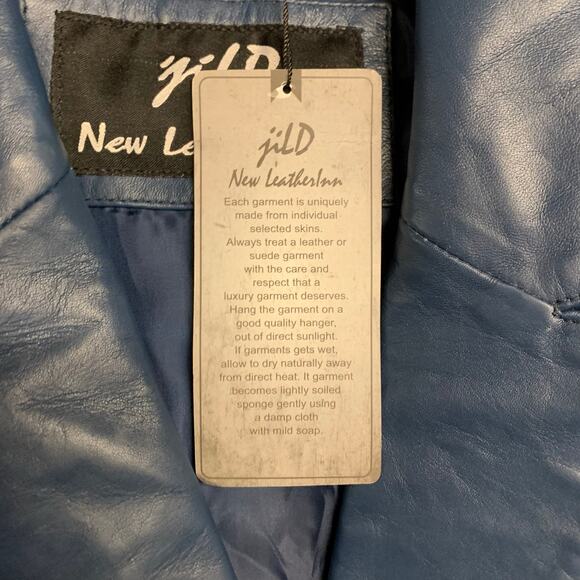 NWT Genuine Leather Blazer Navy Blue Y2K Minimalist 90s Goth Grunge Whimsigoth - Picture 5 of 8